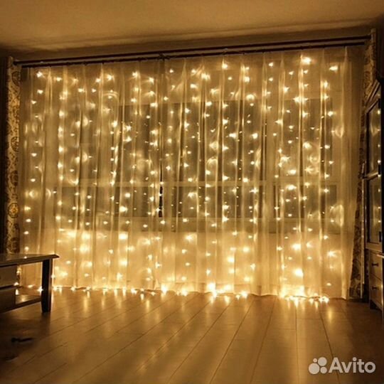 Электрическая гирлянда штора, светодиодная, (3м*3м
