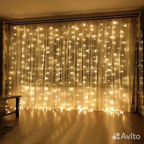 Электрическая гирлянда штора, светодиодная, (3м*3м