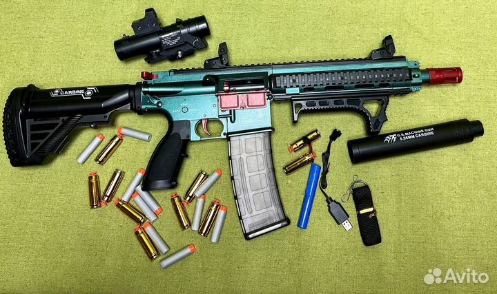 Игрушечный автомат бластер М416 с гильзами Nerf