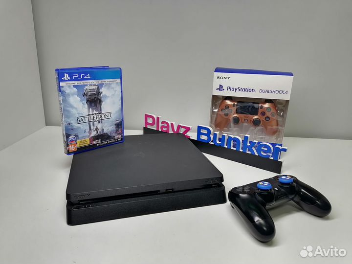 PS4 Slim 1Tb+2джоя, Fifa 23,Battlefront