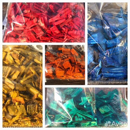 Щепа декоративная цветная. Мешок 60 л. Доставка