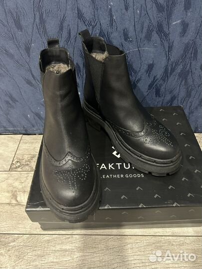 Зимние сапоги челси из натуральной кожи Faktura