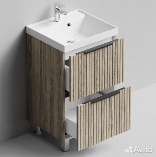 Тумба с раковиной Дольчи 50см напольный, Дубослив