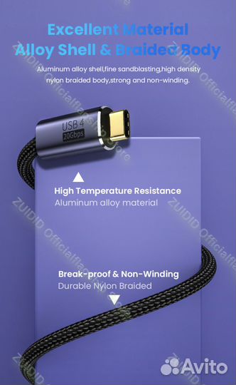 Кабель Type-C для быстрой передачи USB 4.0 20 Гб/с