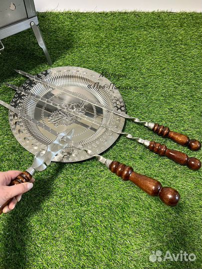 Мангал-дипломат + 3 шампура+нож+поднос 35см