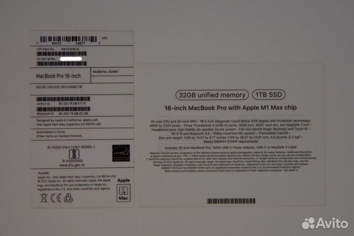 Macbook Pro 16 M1 MAX (1TB/32 RAM/32 GPU/10CPU)