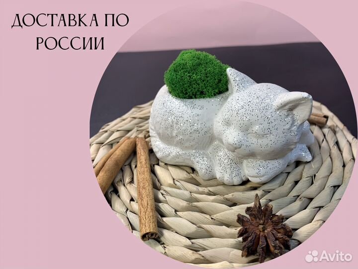 Силиконовая форма довольный кот кашпо ваза