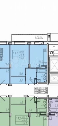 1-к. квартира, 40,2 м², 6/16 эт.