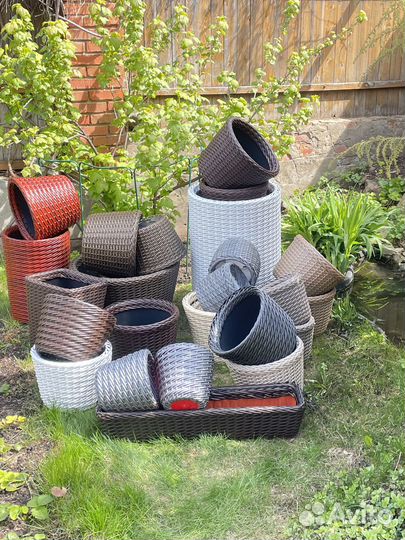 Кашпо из искусственного ротанга 5 л