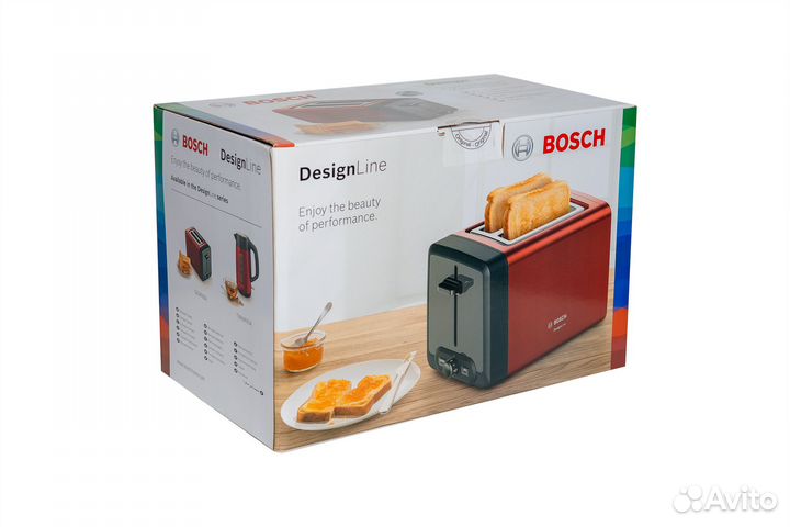 Тостер Bosch DesignLine TAT4P424, красный