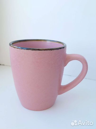 Кружка розовая с ободком