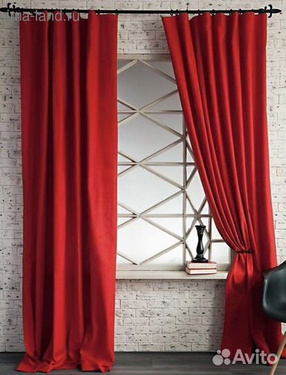 Шторы красные + тюль