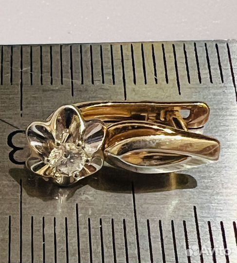 Серьги золотые тюльпаны 585 с бриллиантами