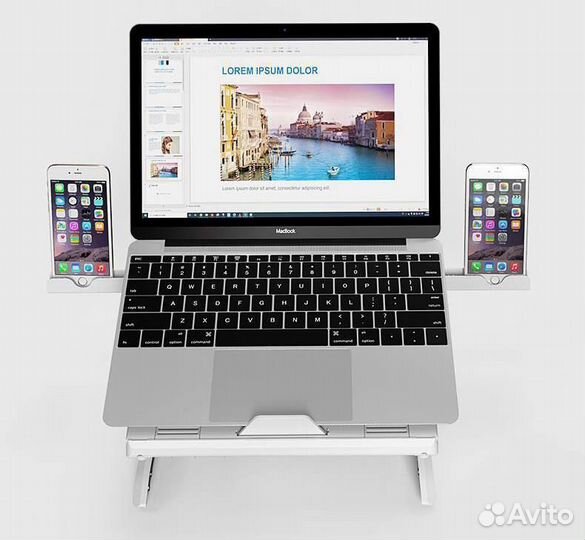 Подставка под ноутбук С держателем для смартфонов