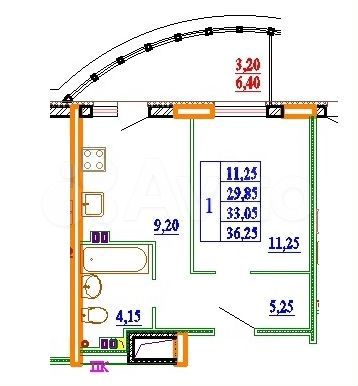 1-к. квартира, 36,2 м², 7/11 эт.