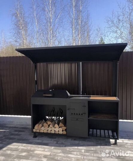Мангал с крышей и барбекю 4в1