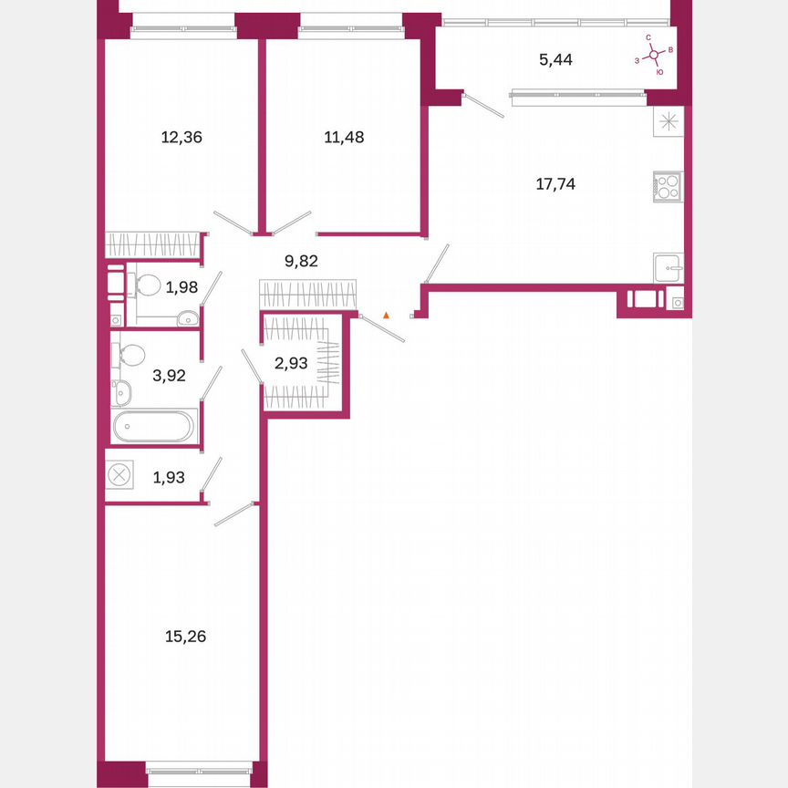 3-к. квартира, 80,1 м², 10/10 эт.