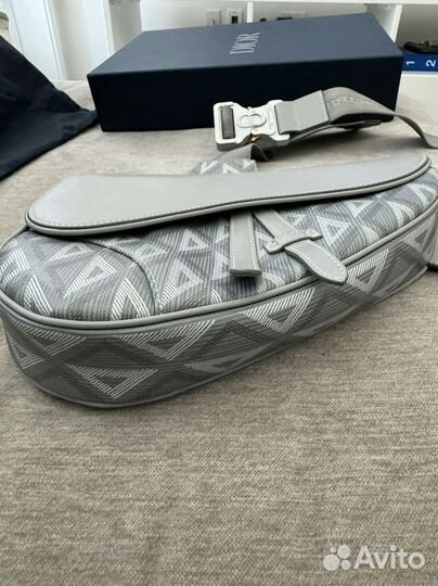 Сумка Dior Gray CD Diamond Saddle Bag оригинал