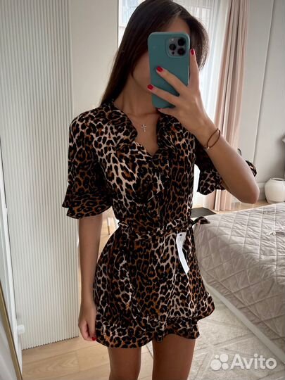 Платье леопардовое мини topshop