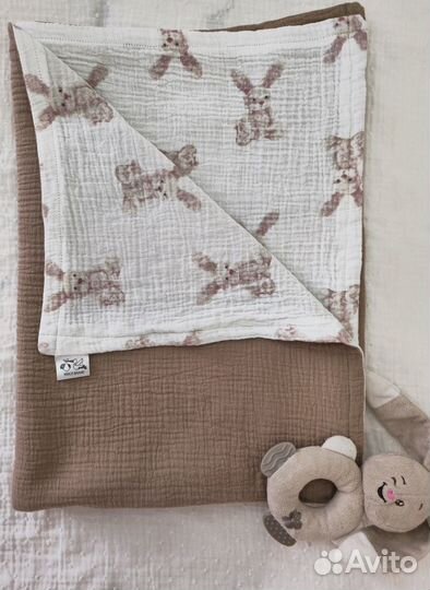 Муслиновый плед детский ручной работы