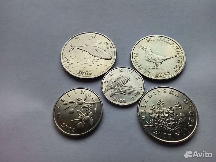 Куны монеты набор 5 штук Хорватия