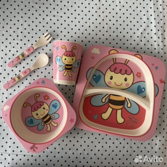 Подарочный набор детской посуды из бамбука