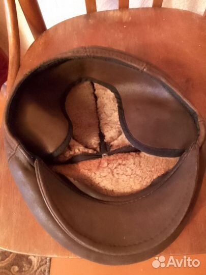 Кепка мужская кожа коричневая с мехом