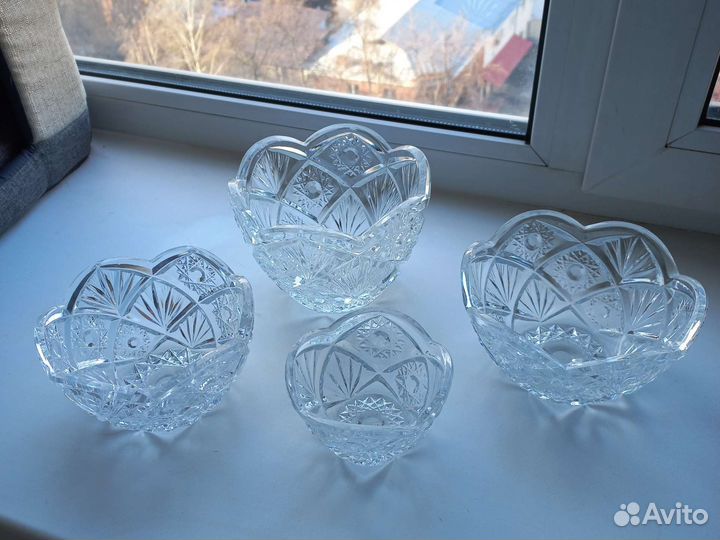 Салатники хрустальные СССР 4шт цена за все