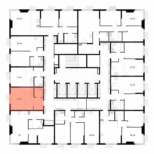 Квартира-студия, 25,7 м², 25/33 эт.
