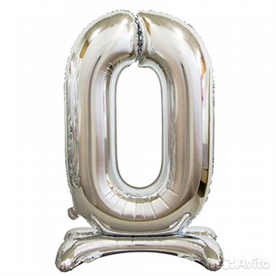 Цифра фольгированная на подставке золото/серебро