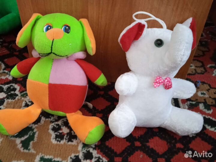 Мягкие игрушки собака и слон