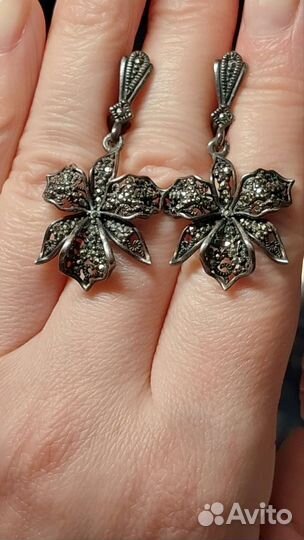 Серебряные серьги орхидея