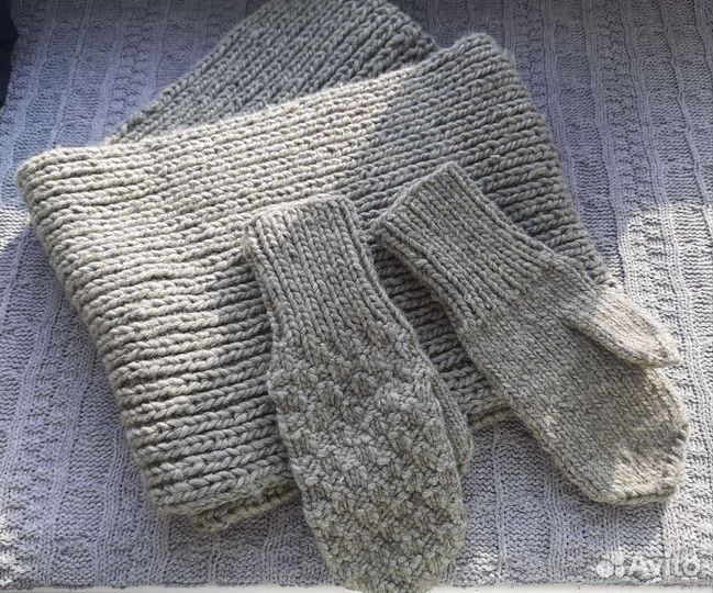 Шарф снуд+варежки