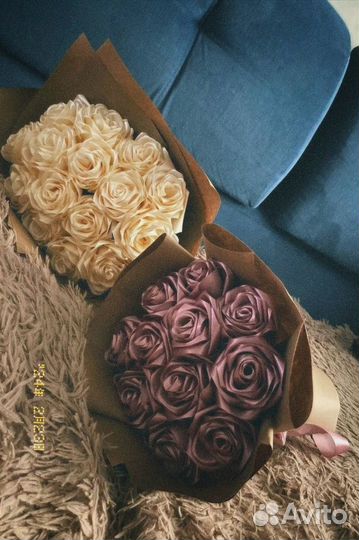 Букеты из атласных лент