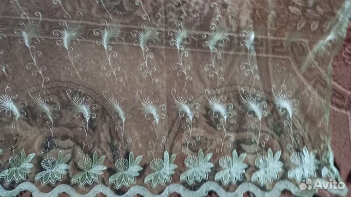 Штора тюль органза салатовая