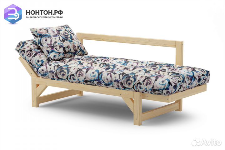 Диван кушетка Амбер голубой с узором