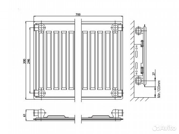 Радиатор отопления панельный 600х2000 Kermi
