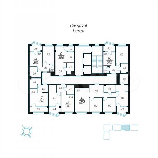 1-к. квартира, 31 м², 7/24 эт.