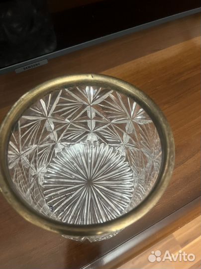 Хрусталь ваза конфетница мельхиор