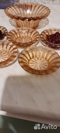 Конфетница набор СССР цветное стекло