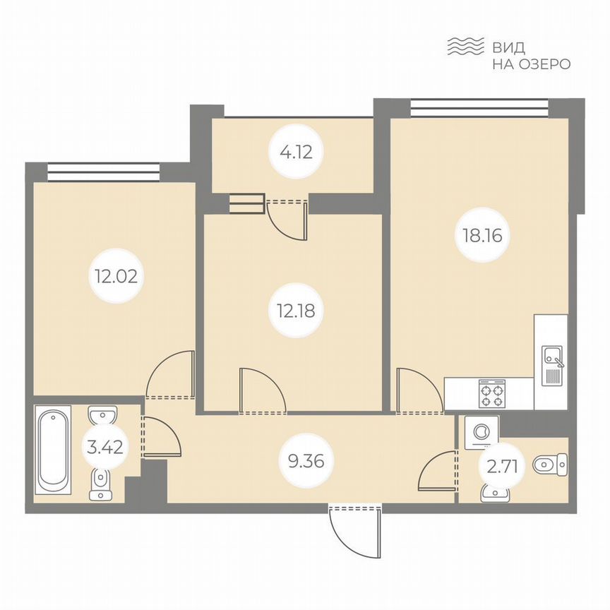2-к. квартира, 59,9 м², 5/7 эт.