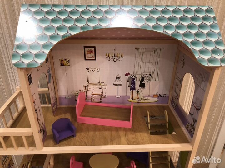 Деревянный кукольный домик с мебелью SunnyWoods