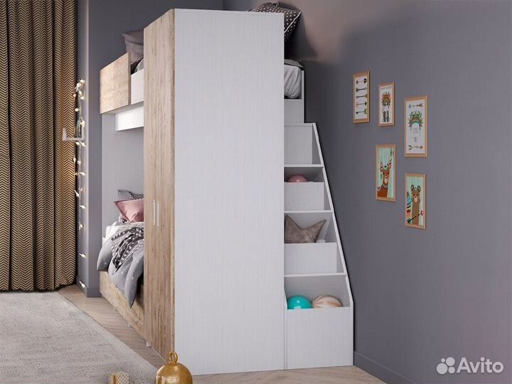 Кровать heidelberg, Белый текстурный + Дуб Юкон (9