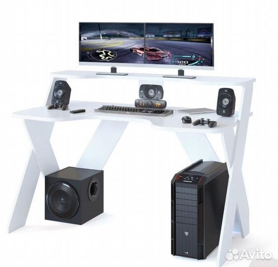 Компьютерный стол белый игровой