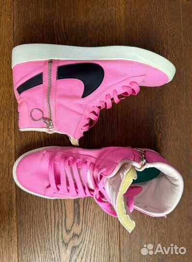 Кеды кроссовки высокие Nike Blazer розовые на молн