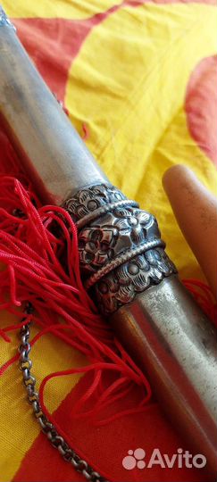 Ламаистский кунлинг духовая труба серебро Непал