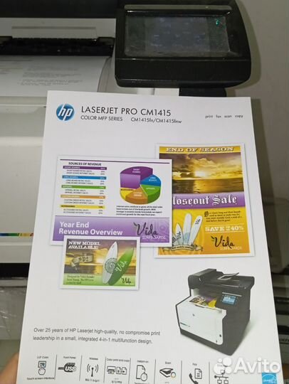 Мфу HP laserjet color pro CM1415fnw c Wi-Fi