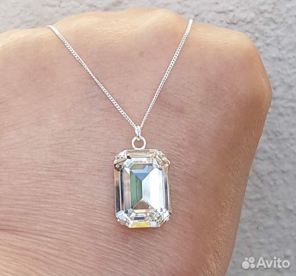 Колье Swarovski кулон подвеска на цепочке серебро