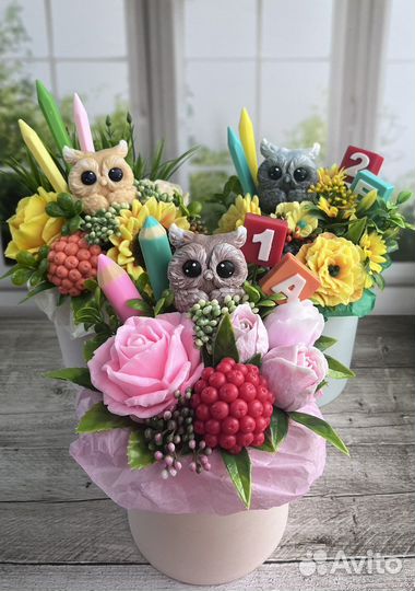 Букет на 1 сентября,подарок учителю,букет из мыла