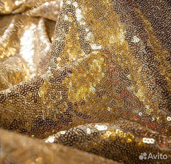 Ткань пайетки, цвет золото, 2 отреза по 150 см
